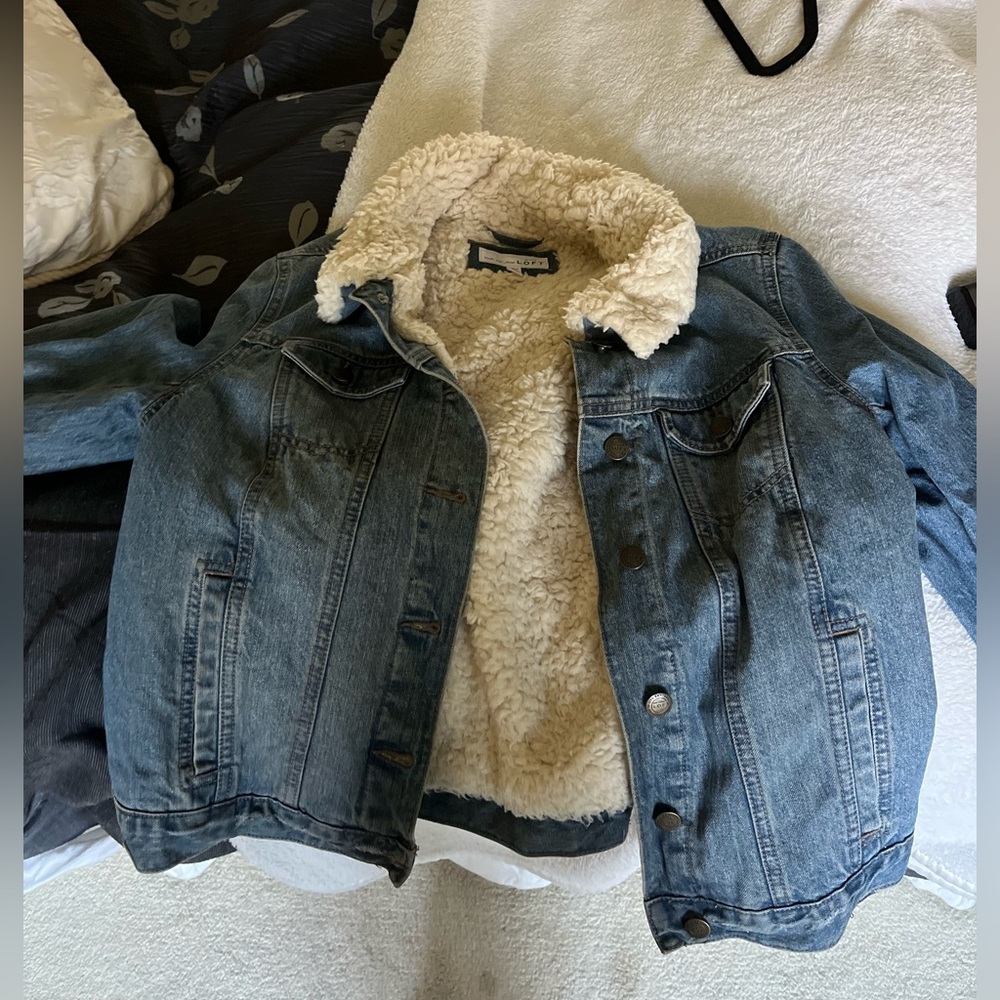 NWOT Loft Sherpa Lined Jean Jacket